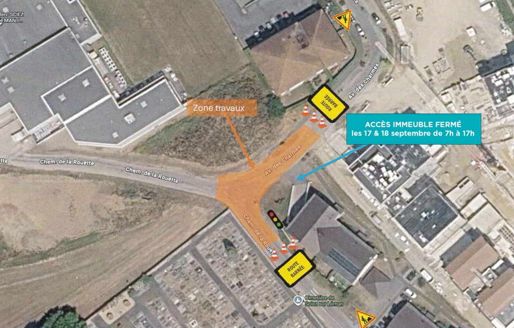 INFOS TRAVAUX : Route barrée Avenue des Charmes et Chemin de la Rouette 2