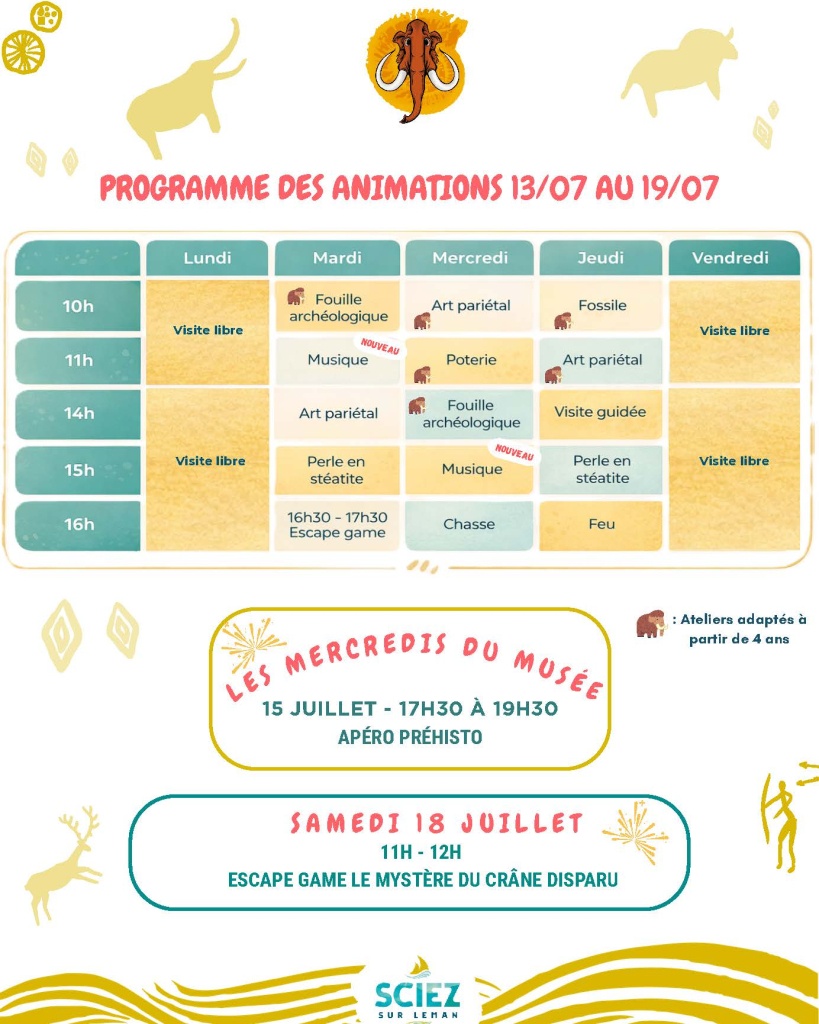 Programme des animations au Musée de Préhistoire et Géologie 1